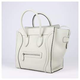 Céline-Celine Mini sac à bagages en cuir blanc cassé-Beige