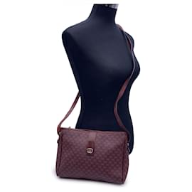 Gucci-Vintage Burgundy Monogram Canvas and Leather Shoulder Bag-Dark red
