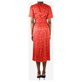 Autre Marque-Red floral-printed belted midi dress - size S-Red