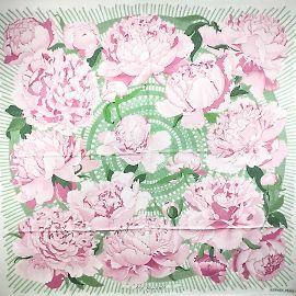 Hermès Quadrado "As Peônias" Rosa