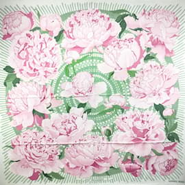 Hermès-Quadrado "As Peônias"-Rosa