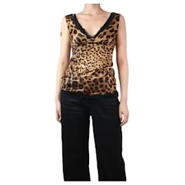 Dolce & Gabbana-Top camisola con estampado de leopardo sin mangas y estampado de leopardo - talla S-Otro