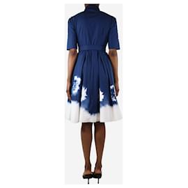 Prada-Vestido midi plissado tie-dye azul - tamanho Reino Unido 8-Azul