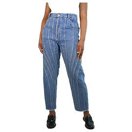 Thierry Mugler Vaqueros con paneles azules - talla UK 14 Azul