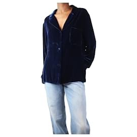 Golden Goose Deluxe Brand-Blusa de terciopelo azul con botones - talla XS-Azul