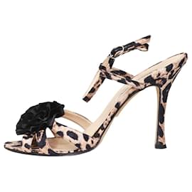Manolo Blahnik-Beige animal print strappy sandal heels - size EU 39.5-Beige