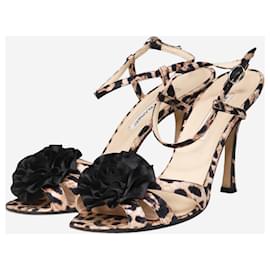 Manolo Blahnik-Beige animal print strappy sandal heels - size EU 39.5-Beige