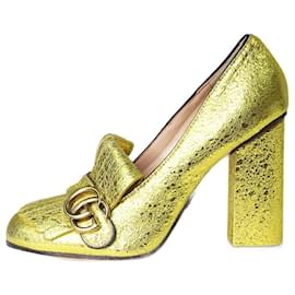 Gucci-Sapatos com franjas Gold GG Marmont - tamanho UE 38-Dourado
