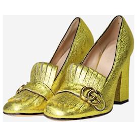 Gucci-Gold GG Marmont fringed pumps - size EU 38-Golden
