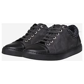 Chanel-Black suede and leather trainers - size EU 38.5-Black