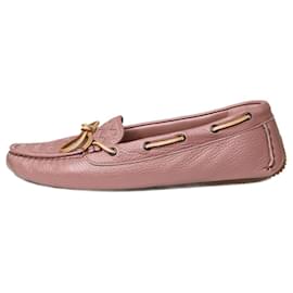 Bottega Veneta-Sapatos de barco em couro Intrecciato rosa empoeirado - tamanho UE 37-Rosa