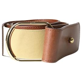 Chloé-Cinturón de piel marrón con hebilla metálica dorada - talla UE 36-Castaño
