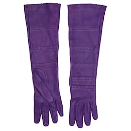 Hermès-Gants Hermes en cuir violet - taille-Violet
