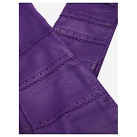Hermès-Gants Hermes en cuir violet - taille-Violet