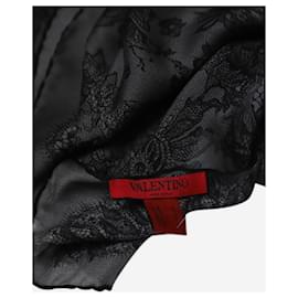 Valentino-Grey floral lace print silk scarf-Grey