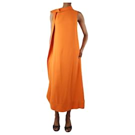 Valentino-Vestido midi naranja sin mangas con volantes - talla UK 6-Naranja