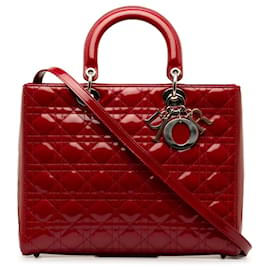 Dior-Dior Rosso Grande Vernice Cannage Lady Dior-Rosso