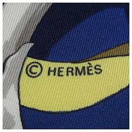 Hermès-Bufanda de seda Hermes Ferronnerie azul-Azul