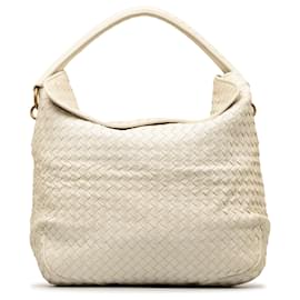 Bottega Veneta-Bottega Veneta White Intrecciato Handbag-White