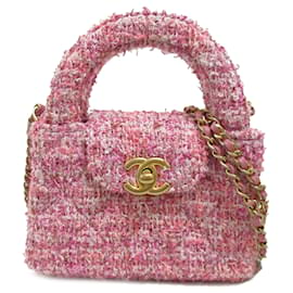 Chanel-Chanel Pink Nano Tweed Kelly Shopper-Pink