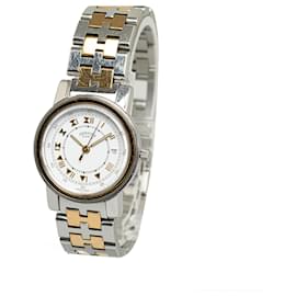 Hermès-Hermes Silver Quartz Stainless Steel Carrick Watch-Silvery,Other