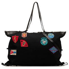 Sac de voyage à patchs convertibles en toile noire Saint Laurent Noir