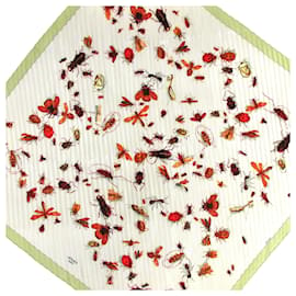 Hermès-Hermes White Les Insectes Silk Scarf-Other
