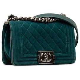 Chanel-Borsa con patta in velluto blu Chanel per ragazzino-Blu,Turchese