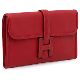 Hermès-Hermès Red Swift Jige Duo Wallet-Red