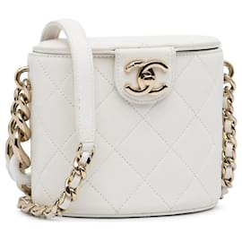 Chanel-Neceser Chanel blanco elegante con cadena-Blanco