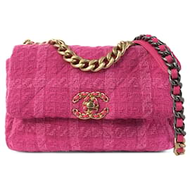 Chanel-Chanel Pink Medium Tweed 19 Flap-Pink