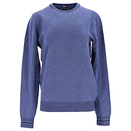 Tommy Hilfiger-Pull à col rond en micro-tricot pour hommes-Bleu