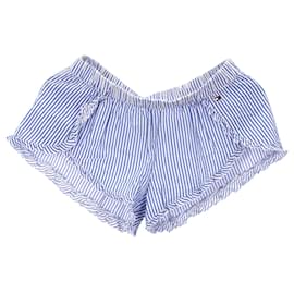 Tommy Hilfiger-Shorts femininos listrados de algodão-Azul