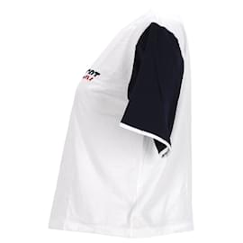 Tommy Hilfiger-Camiseta feminina de manga com cor bloqueada-Branco
