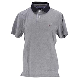Tommy Hilfiger-Mens Contrast Collar Cotton Regular Fit Polo-Grey