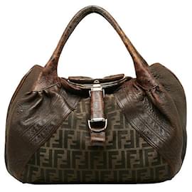Autre Marque-Canvas Leather Trimmed Handbag 8BR511-Other