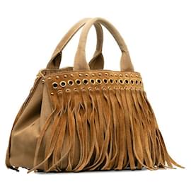 Prada-Prada Fringe Canapa Handbag Canvas Handbag BN2448 in Fair condition-Other