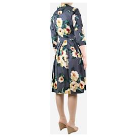 Autre Marque-Dunkelgraues Hemdblusenkleid mit Blumenmuster - Größe UK 10-Grau