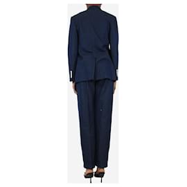 Max Mara-Blue lined-breasted denim blazer and high-rise trousers set - size UK 6-Blue