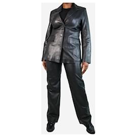 Autre Marque-Black leather blazer - size UK 18-Black