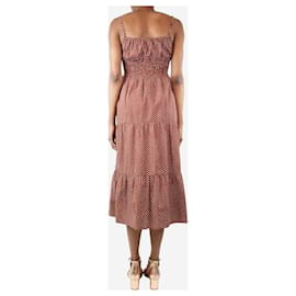 Faithfull the Brand-Brown shirred polka dot dress - size UK 6-Brown