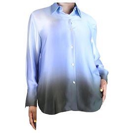 Vince Camicia in seta blu sfumata - taglia L Blu