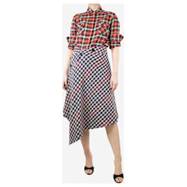 JW Anderson-Blue and beige asymmetric checkered skirt - size UK 10-Blue