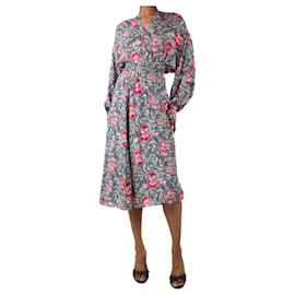 Isabel Marant Etoile-Conjunto de blusa e saia de seda preta com estampa floral - tamanho Reino Unido 6-Preto