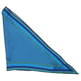 Loro Piana-Foulard triangle imprimé en soie bleue-Bleu