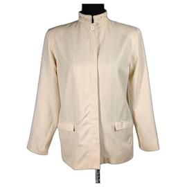 Gianni Versace-Vintage-Jacke von Gianni Versace mit Stehkragen-Weiß,Beige