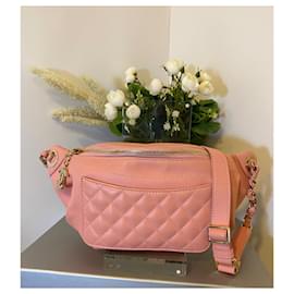 Chanel-Chanel 2019 Bi Classic Pink Lambskin Quilted Waist Banana Bag-Pink