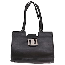 Salvatore Ferragamo-Salvatore Ferragamo Hand Bag Leather 2Set Black Auth bs12088-Black