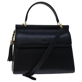 Valentino-VALENTINO Hand Bag Leather 2way Black Auth yk10886-Black
