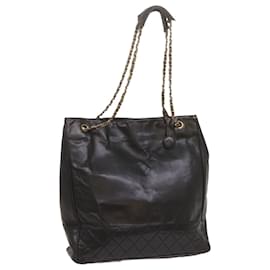 Chanel-CHANEL Chain Shoulder Bag Leather Black CC Auth bs12354-Black